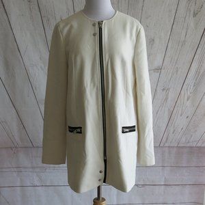 TopShop Beige Full Zip Fully Lined Long Sleeve Coat Jacket - Size 10 US/ 14 UK